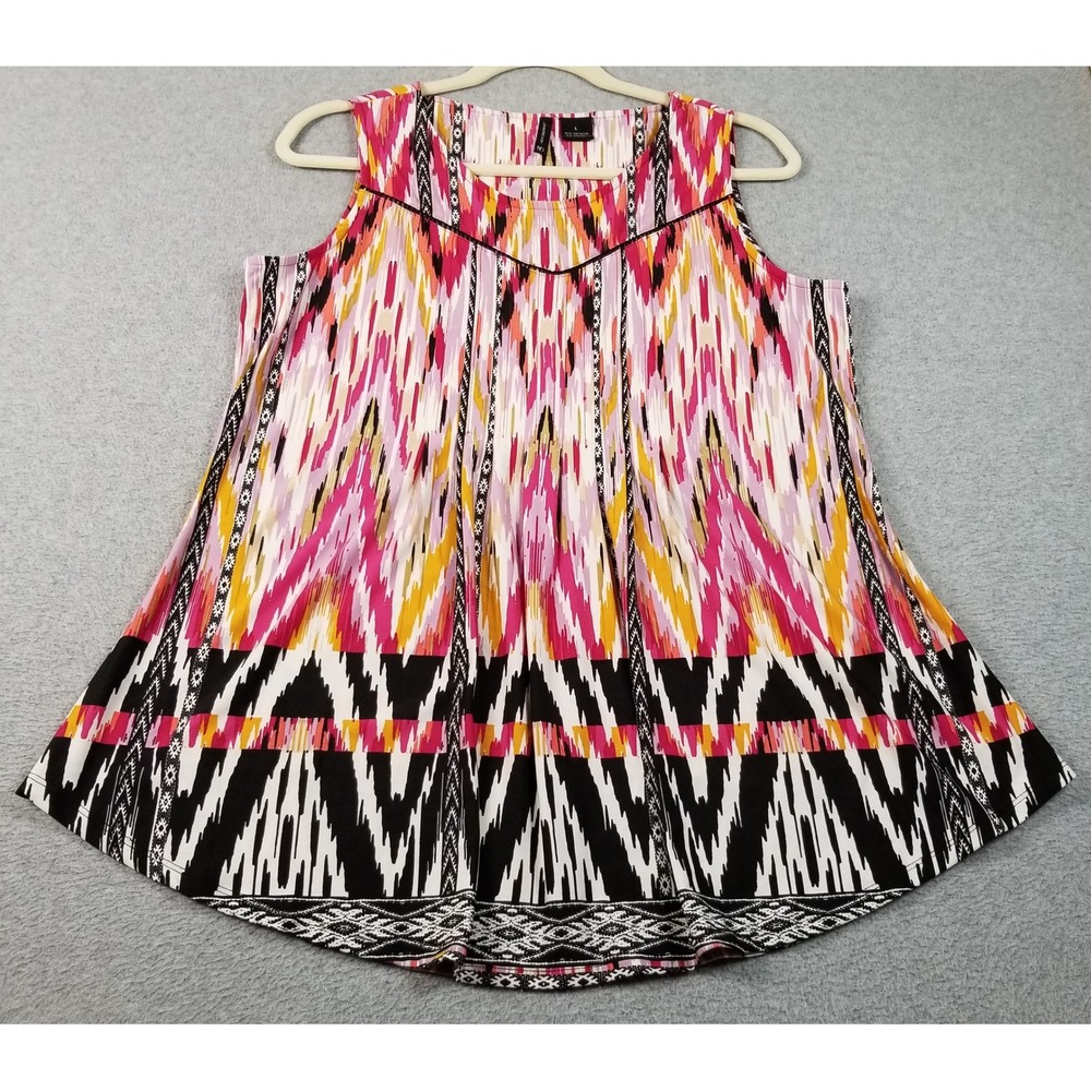 New Directions Tank Top Women's L Large iKat Aztec Geometric Sleeveless Tunic